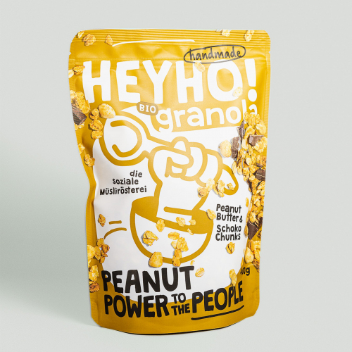 Peanut Power to the People - HEYHO Classic Glas - Handmade Granola mit Peanutbutter & Schoko-Chunks