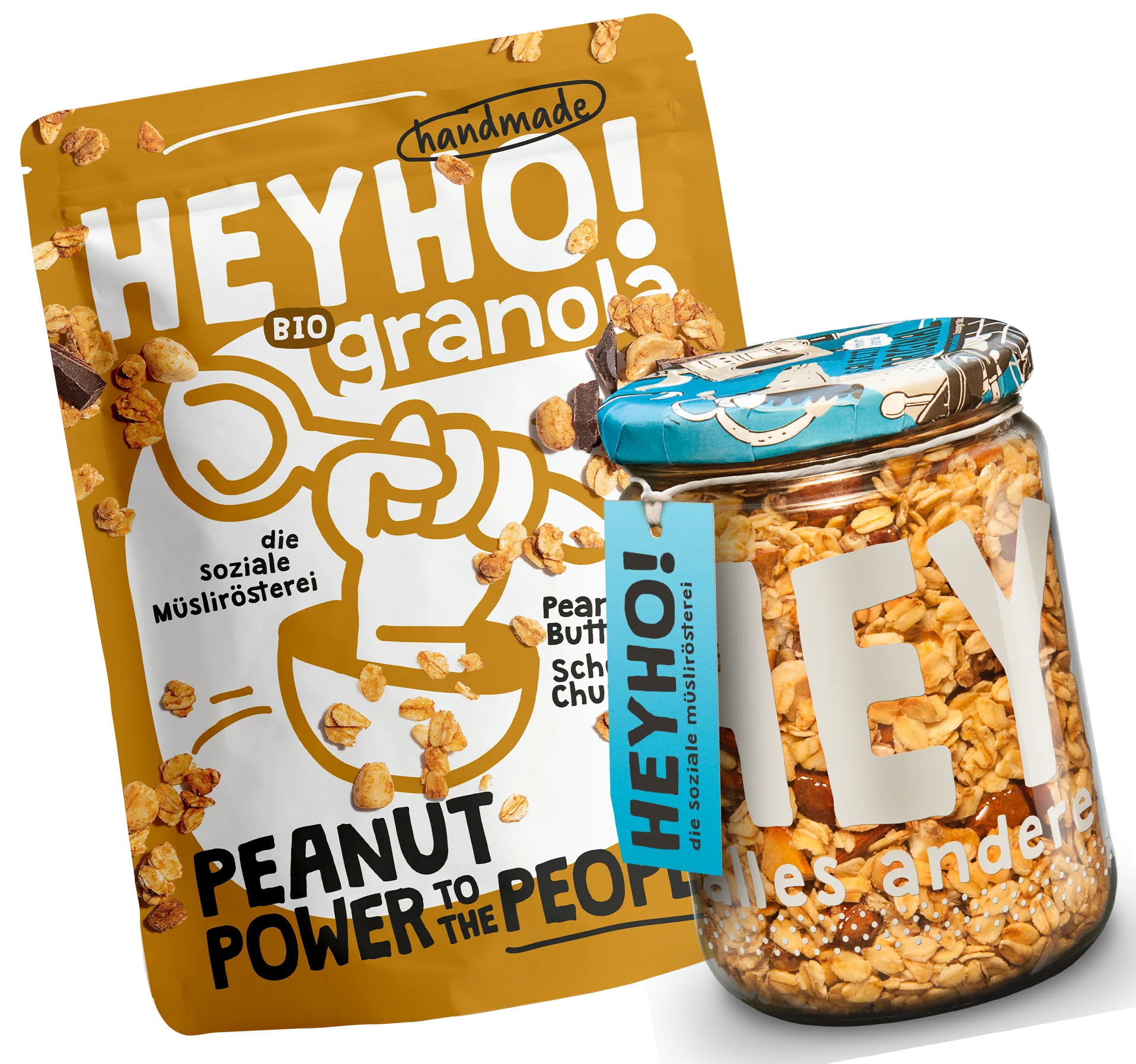 Beutel Peanut und Glas Saltcity